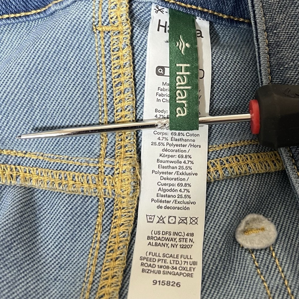 Halara Asymetrical Wide Leg Jeans PM Petite Medium Blue Stretch Faded Baggy - Picture 9 of 13